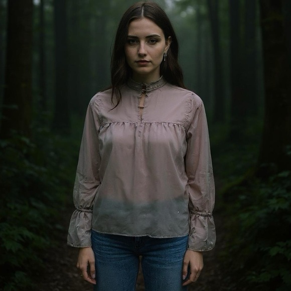 Amethyst and Metallic Gold Sheer Blouse - Picture 1 of 9